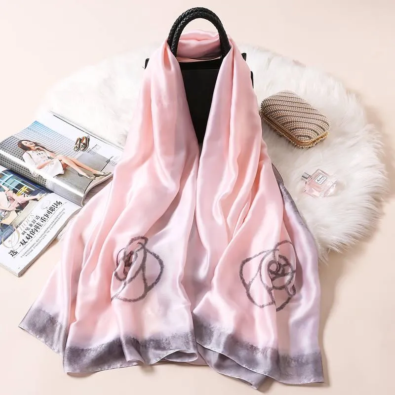 Women Scarf Fashion Print Silk Scarves Lady Hijabs Shawls and Wraps Foulard Bandana Beach Stoles