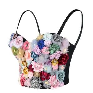 Women's 3D Floral Bustier Crop Top Wedding Bra