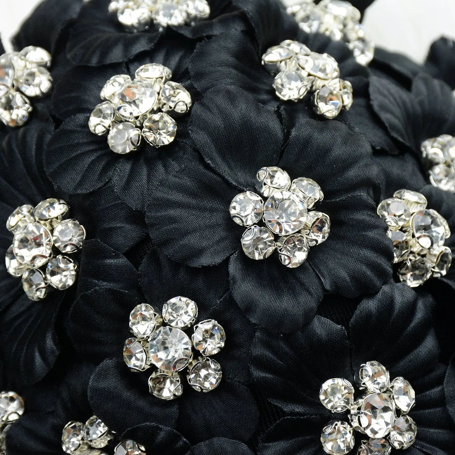 Women's 3D Floral Rhinestone Diamond Bustier Crop Top Party Club Bra Tops Black