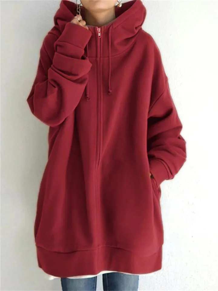 Women's Fashion Full Zip Up Thermal Hoodies for Winter