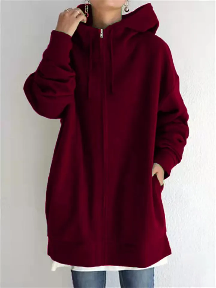 Women's Fashion Full Zip Up Thermal Hoodies for Winter