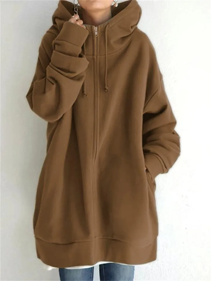 Women's Fashion Full Zip Up Thermal Hoodies for Winter