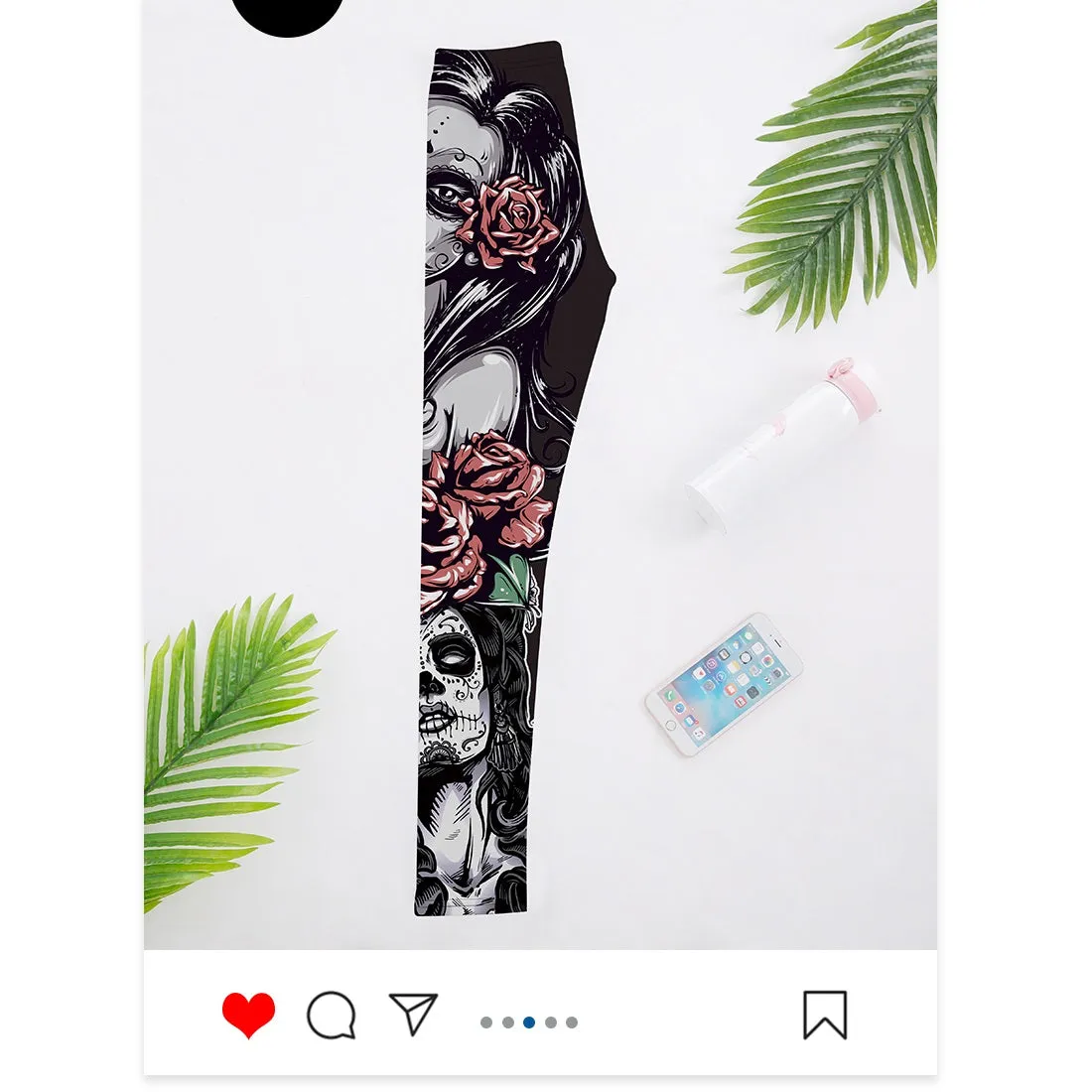 Women's Leggings Gothic Roses Printed Fitness Workout Pants