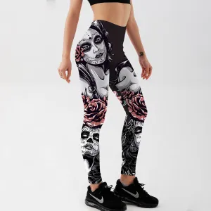 Women's Leggings Gothic Roses Printed Fitness Workout Pants