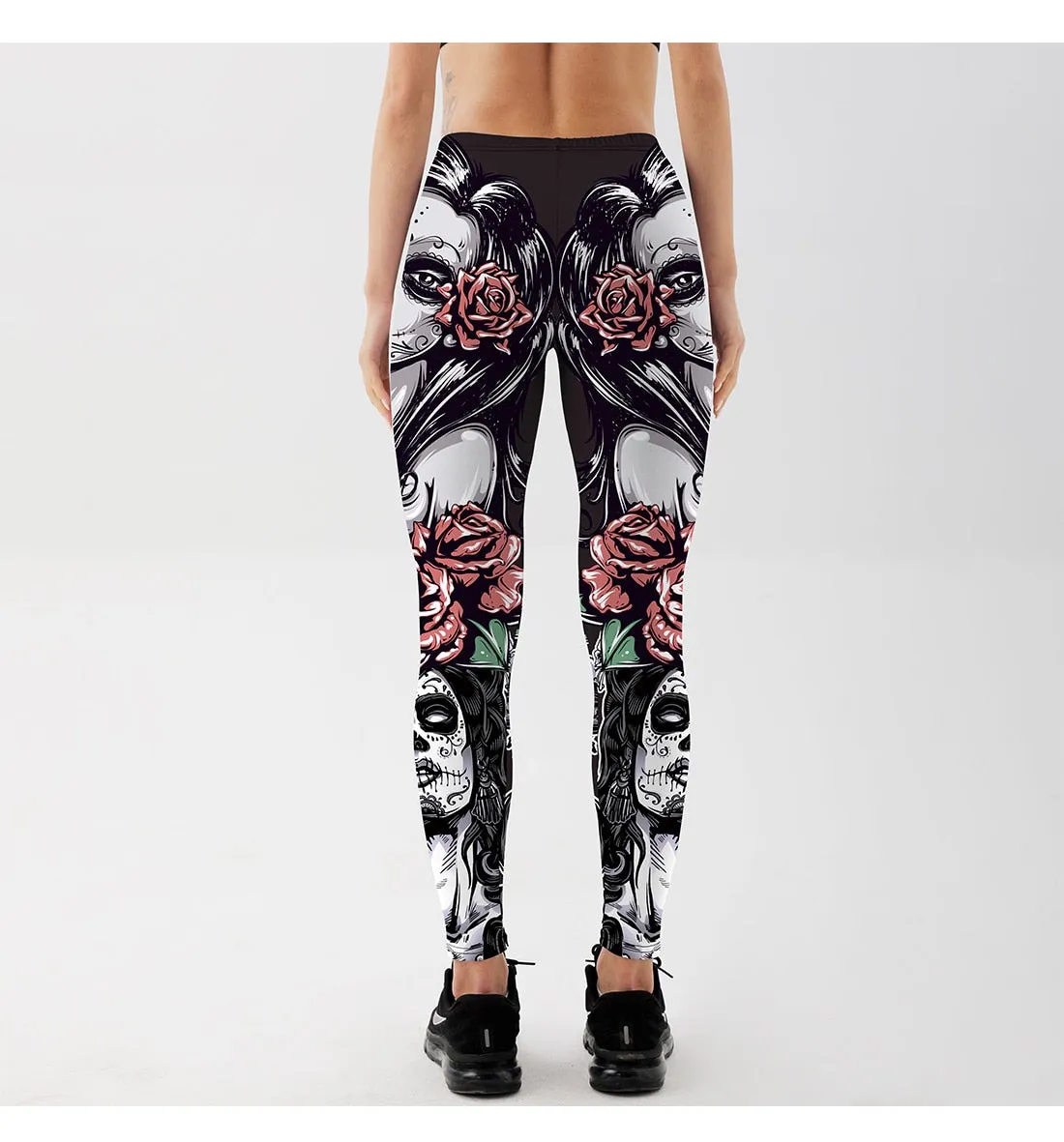 Women's Leggings Gothic Roses Printed Fitness Workout Pants