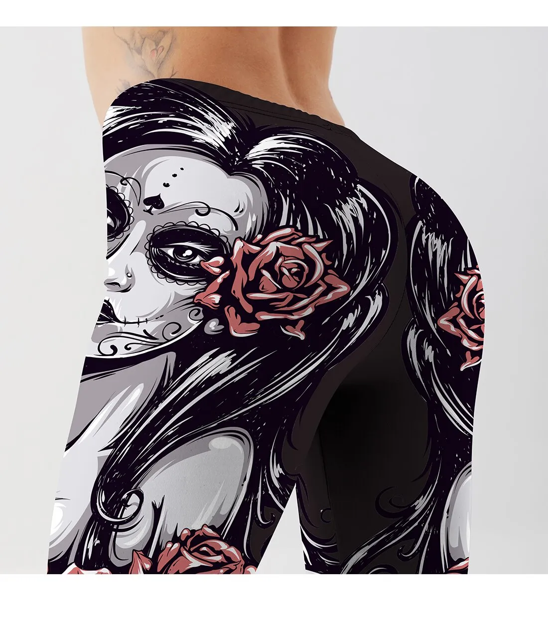 Women's Leggings Gothic Roses Printed Fitness Workout Pants