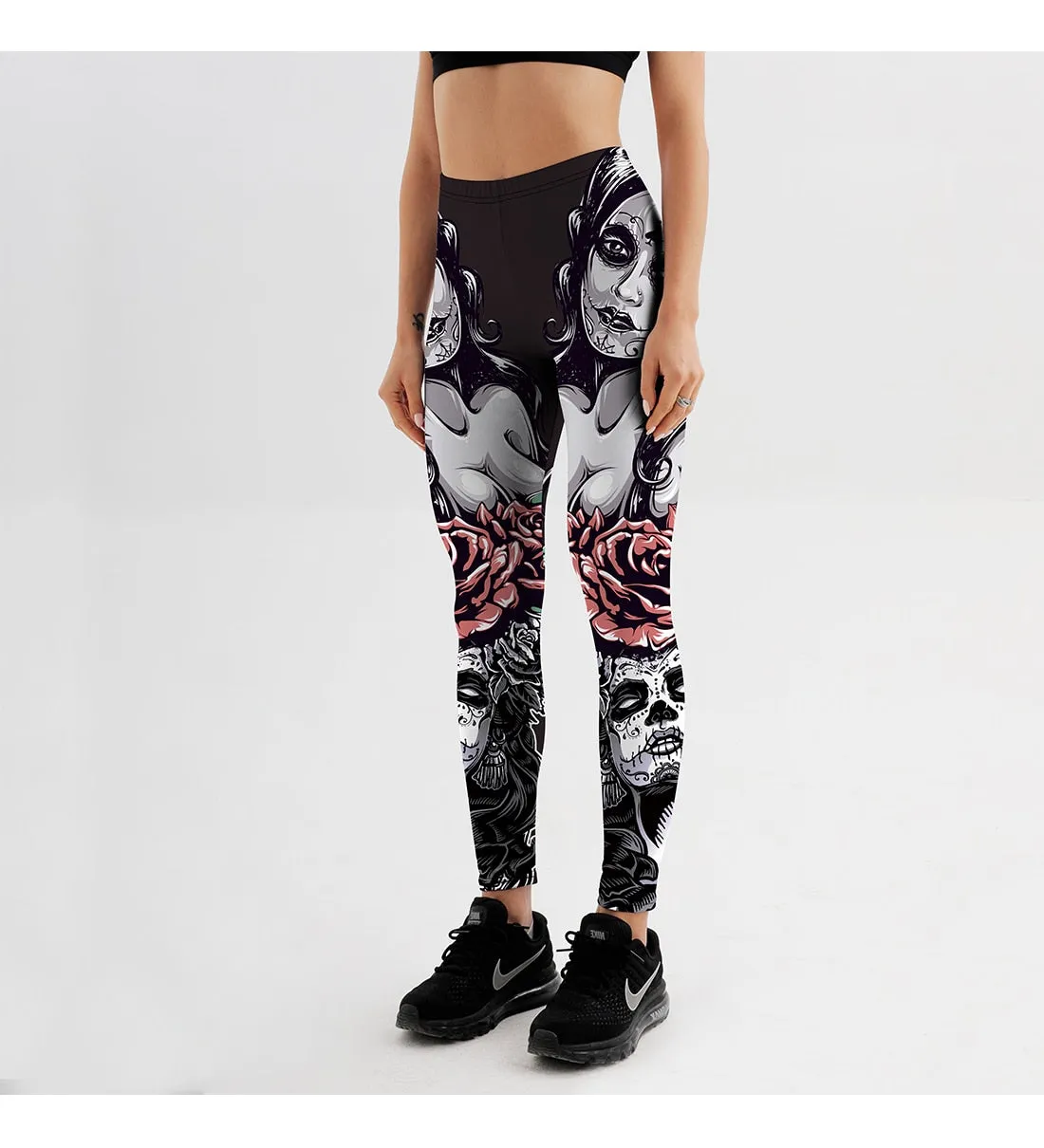 Women's Leggings Gothic Roses Printed Fitness Workout Pants
