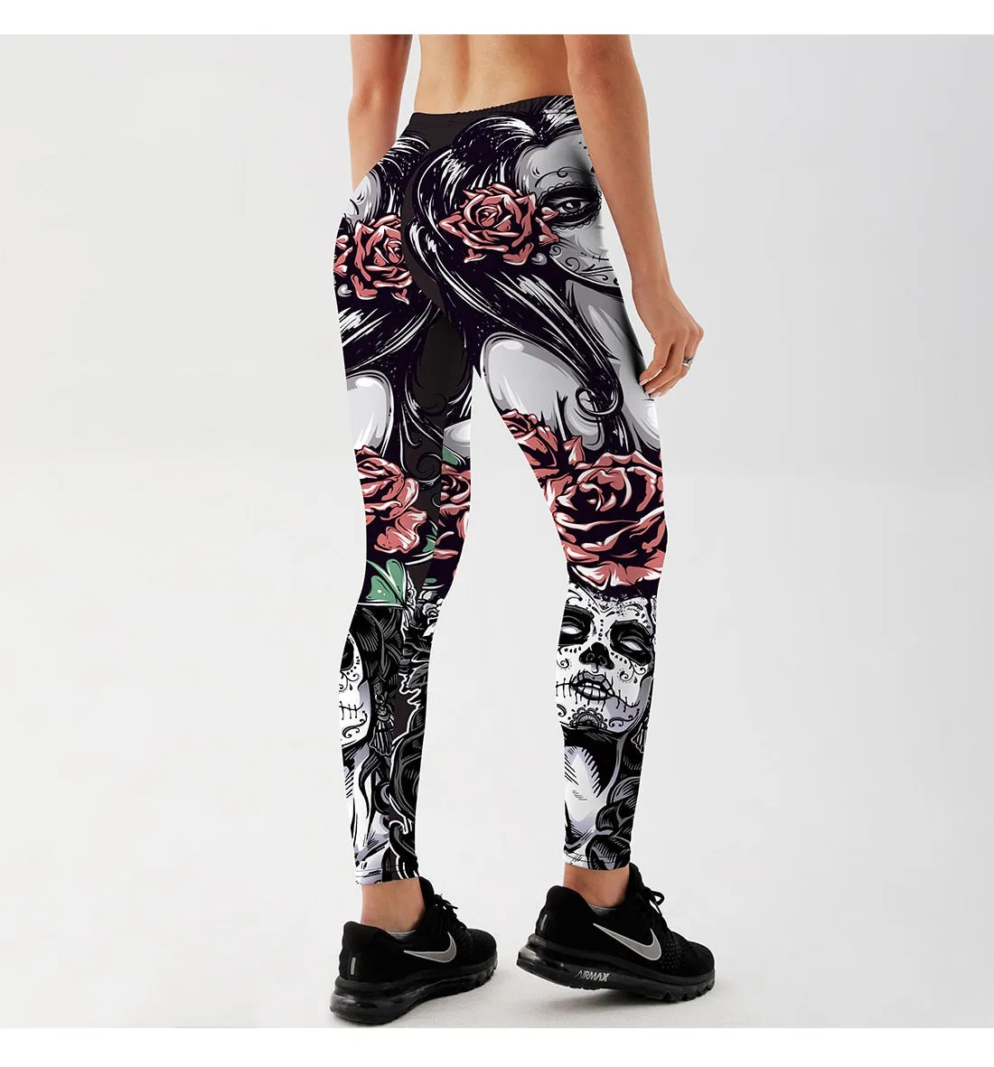 Women's Leggings Gothic Roses Printed Fitness Workout Pants