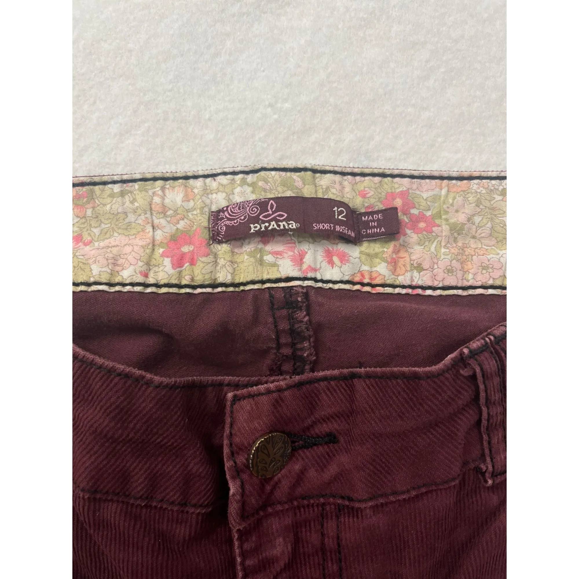 Women’s Prana  Burgundy Corduroy Pants #2950