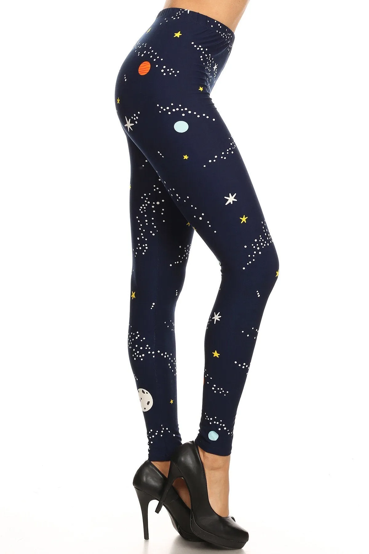 Women's Regular Colorful Planet Space Pattern Printed Leggings