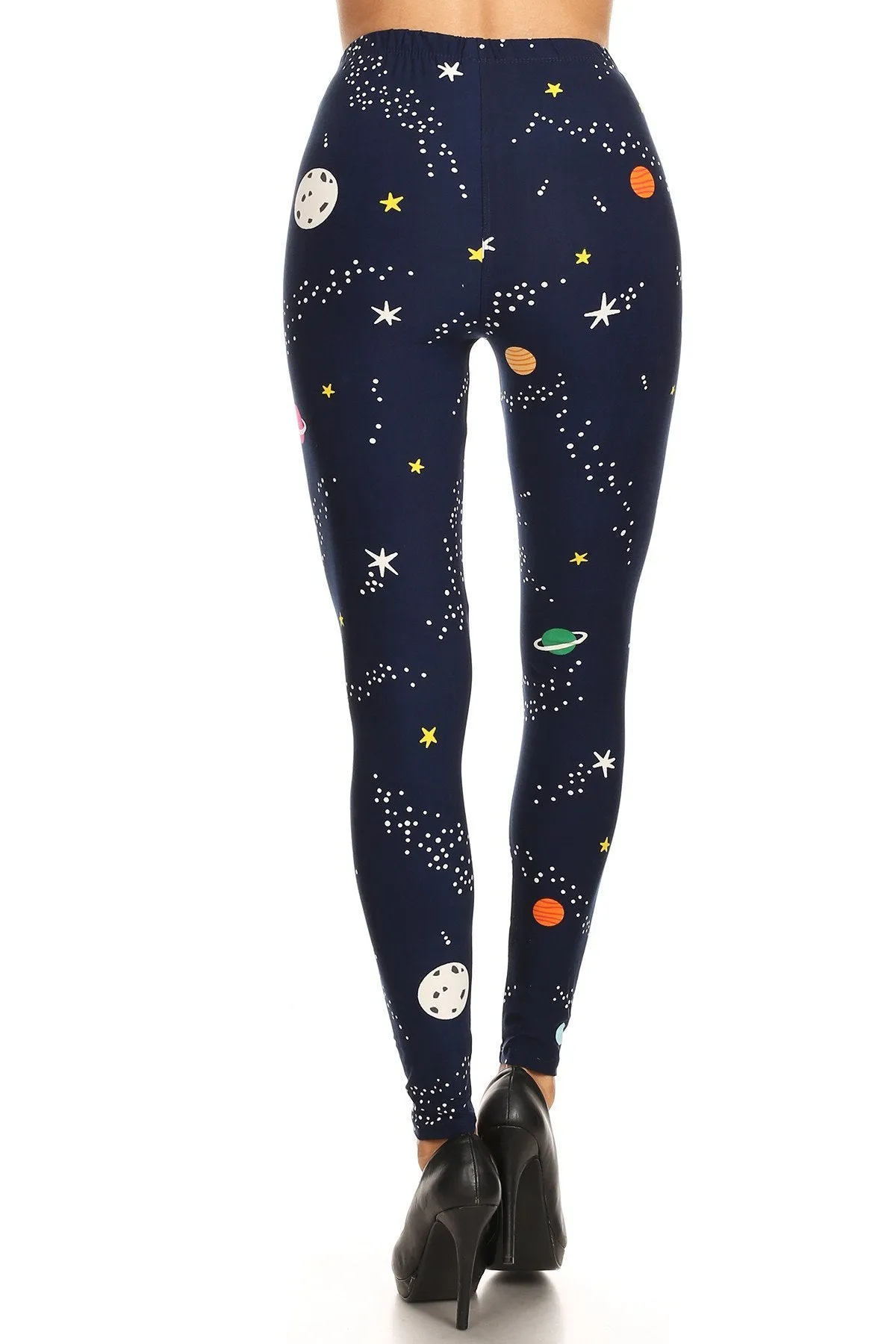 Women's Regular Colorful Planet Space Pattern Printed Leggings