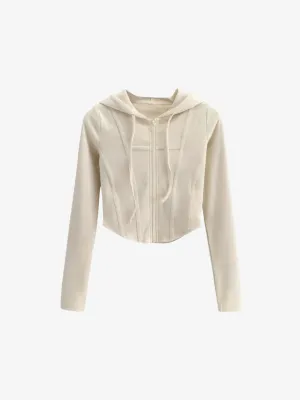 WOMEN'S TIGHT KNIT CROPPED HOODIE