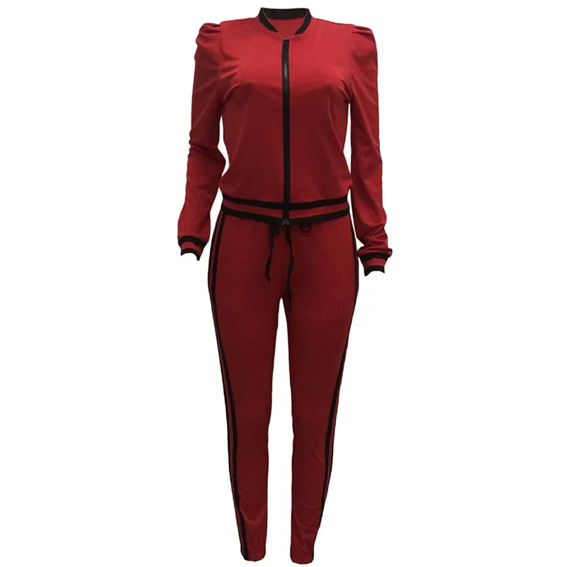 Women's Tracksuits Two Piece Stripe Jogger V Neck Sweatsuits Plus Size