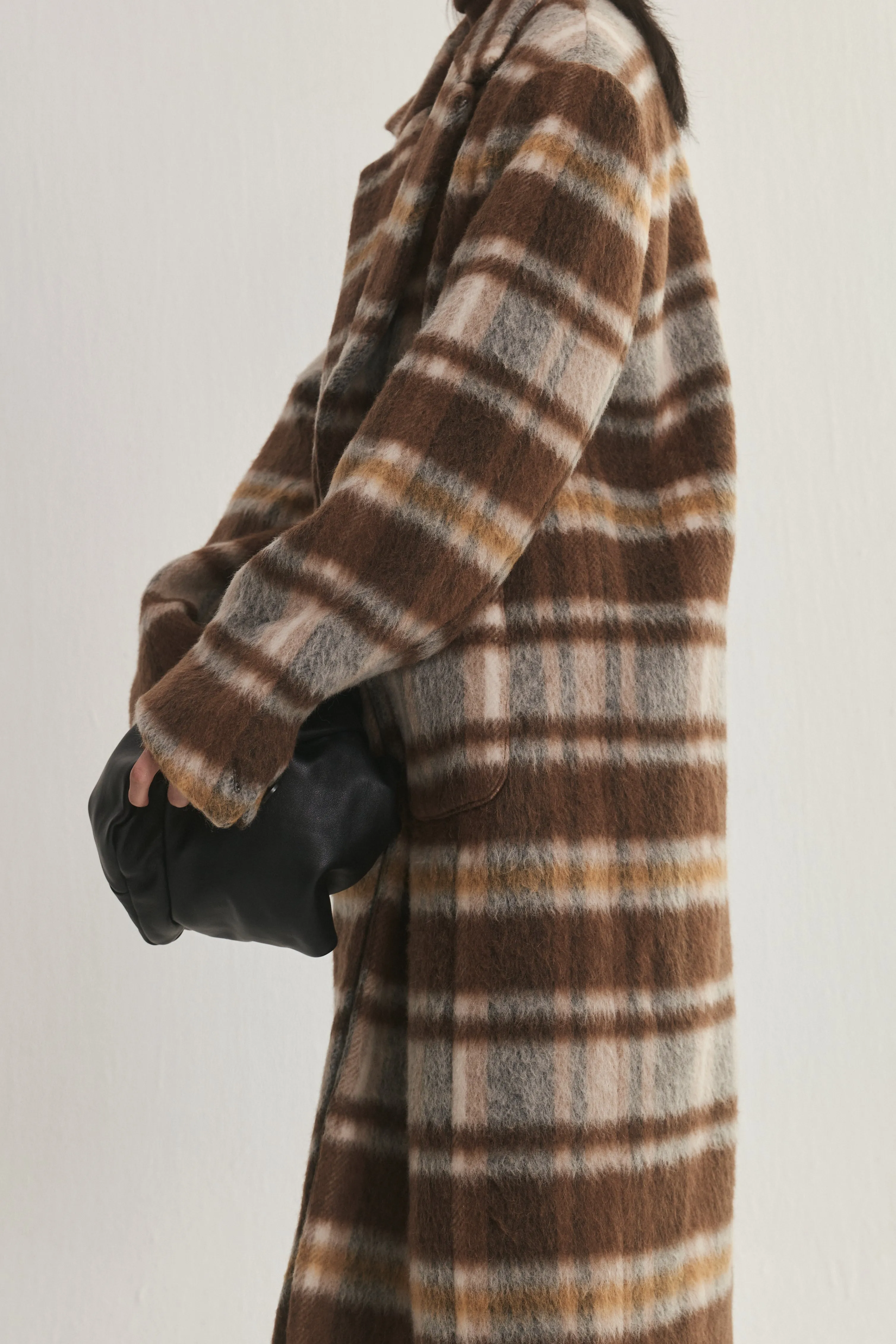 Wool-Blend Plaid Coat