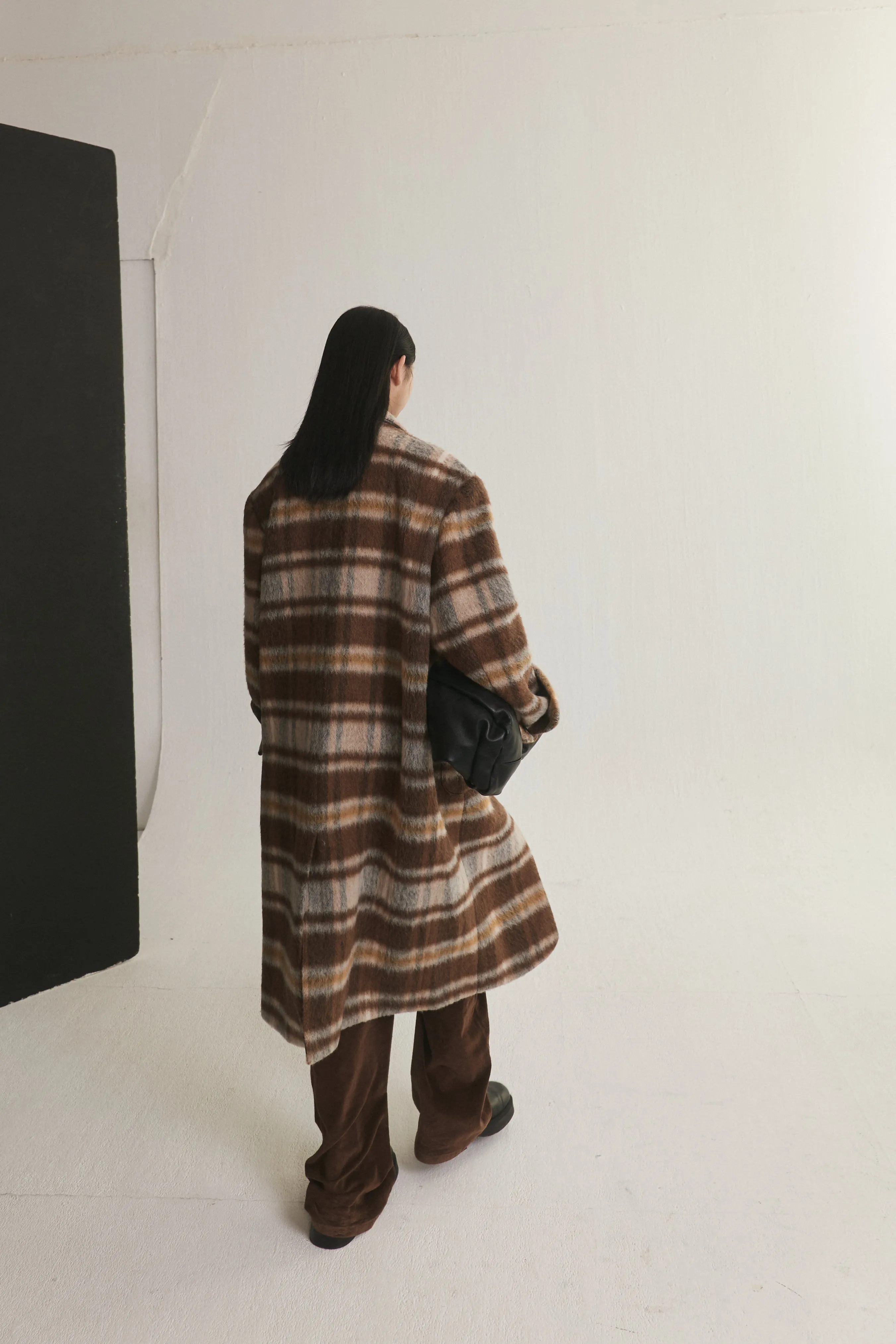 Wool-Blend Plaid Coat