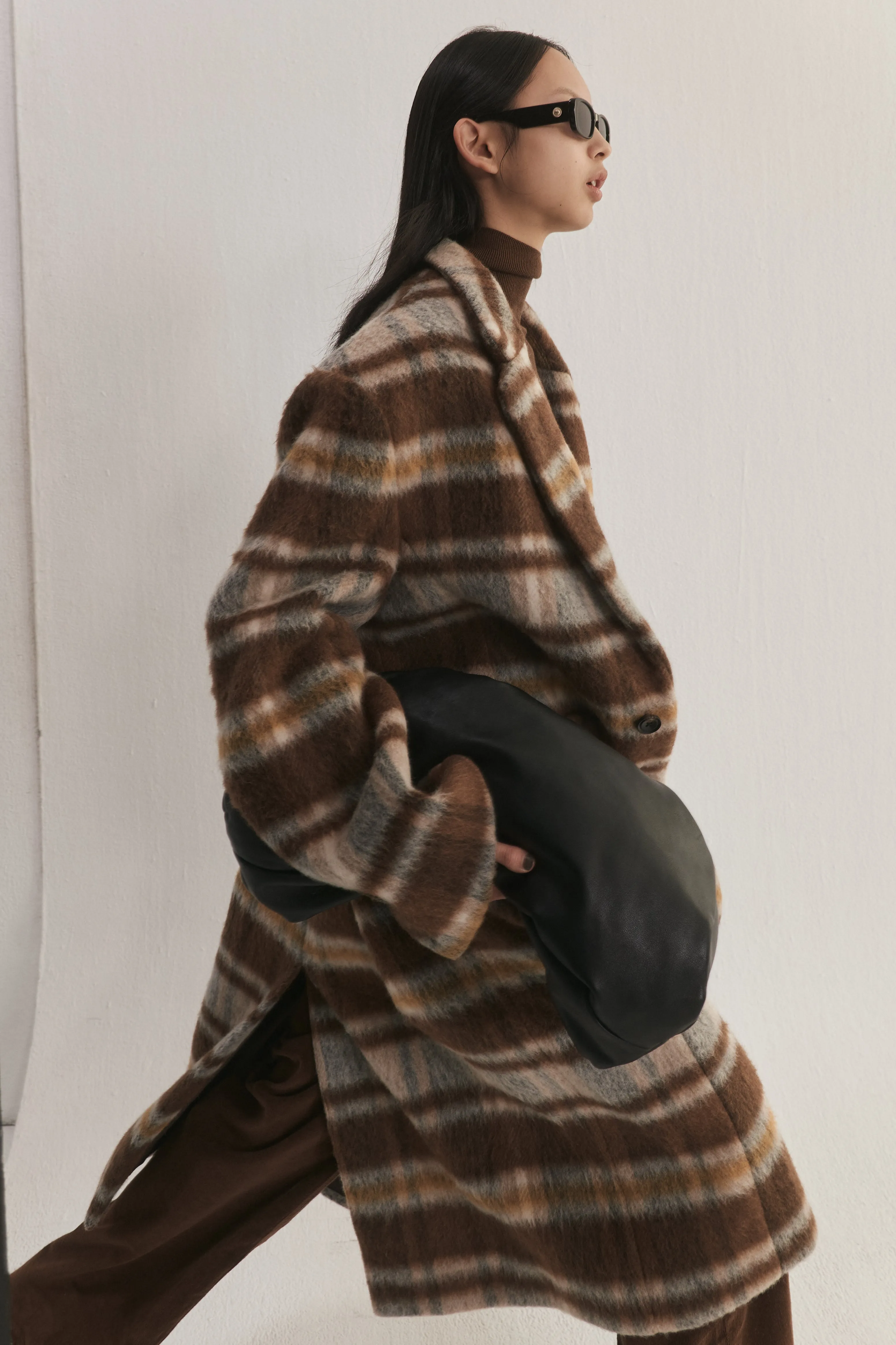 Wool-Blend Plaid Coat