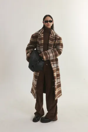 Wool-Blend Plaid Coat