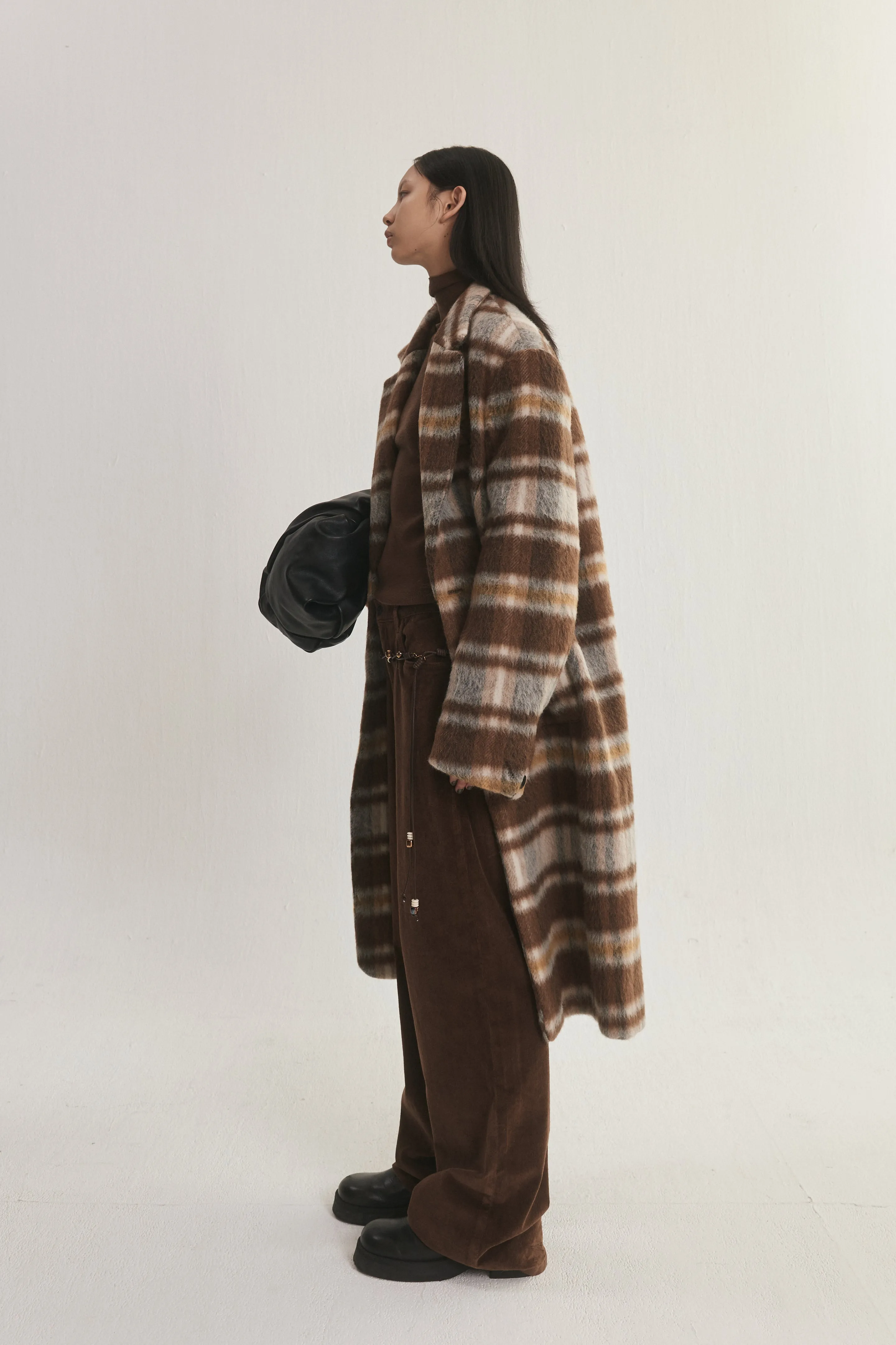 Wool-Blend Plaid Coat