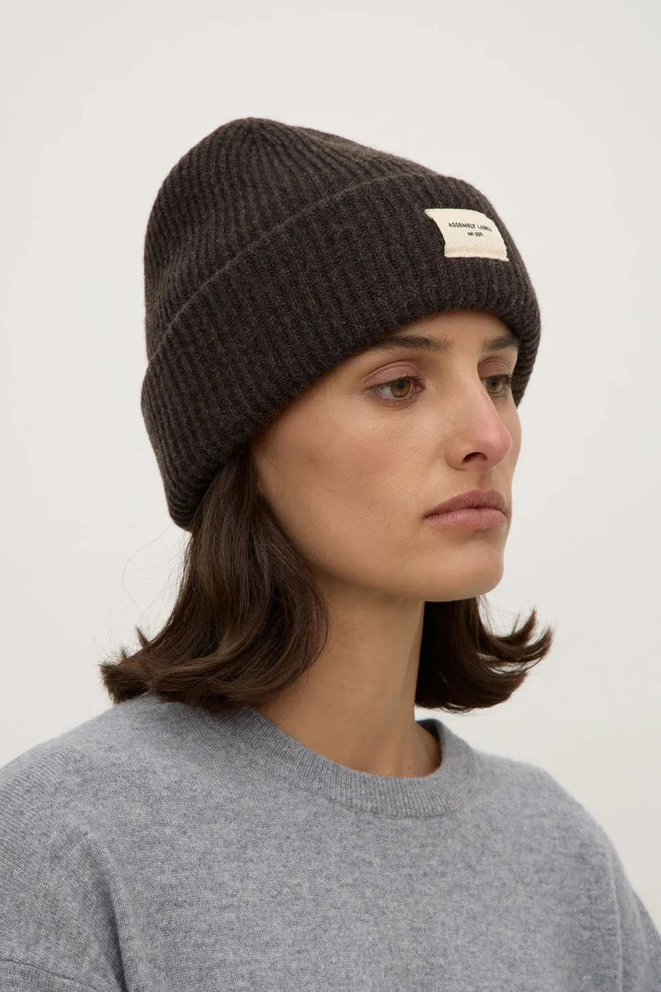 Wool Rib Beanie - Ganache