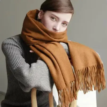 Wool Winter Scarf Women Fashion Shawl Adult Solid Scarves Luxury Autumn Shawls and Wraps  Poncho Scarfs for Ladies Unisex Wrap