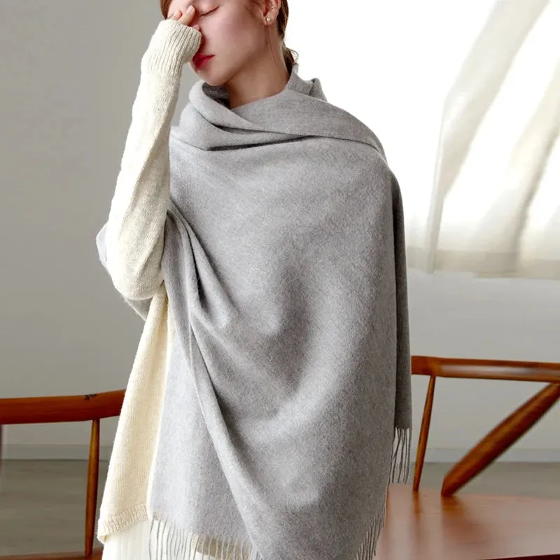 Wool Winter Scarf Women Fashion Shawl Adult Solid Scarves Luxury Autumn Shawls and Wraps  Poncho Scarfs for Ladies Unisex Wrap