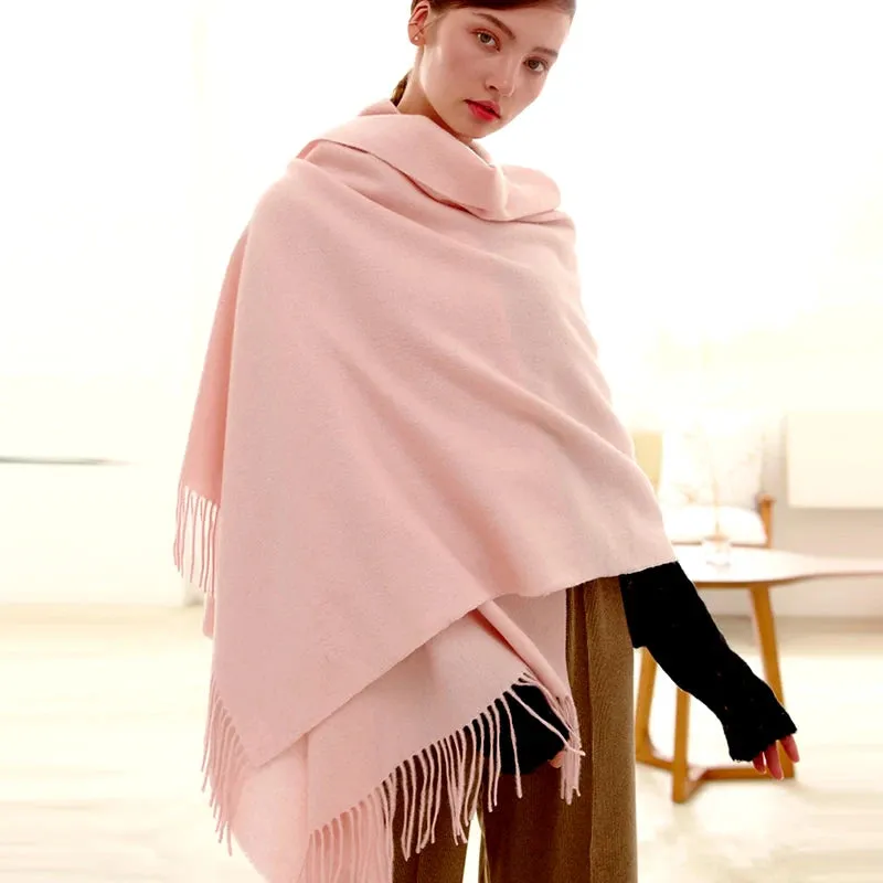 Wool Winter Scarf Women Fashion Shawl Adult Solid Scarves Luxury Autumn Shawls and Wraps  Poncho Scarfs for Ladies Unisex Wrap