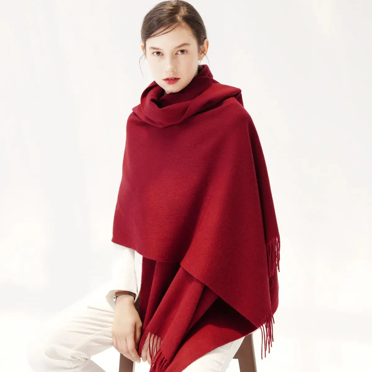 Wool Winter Scarf Women Fashion Shawl Adult Solid Scarves Luxury Autumn Shawls and Wraps  Poncho Scarfs for Ladies Unisex Wrap