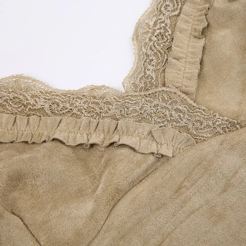 Y2K Lace Trim Mini Vest – Vintage Chic Meets Modern Comfort