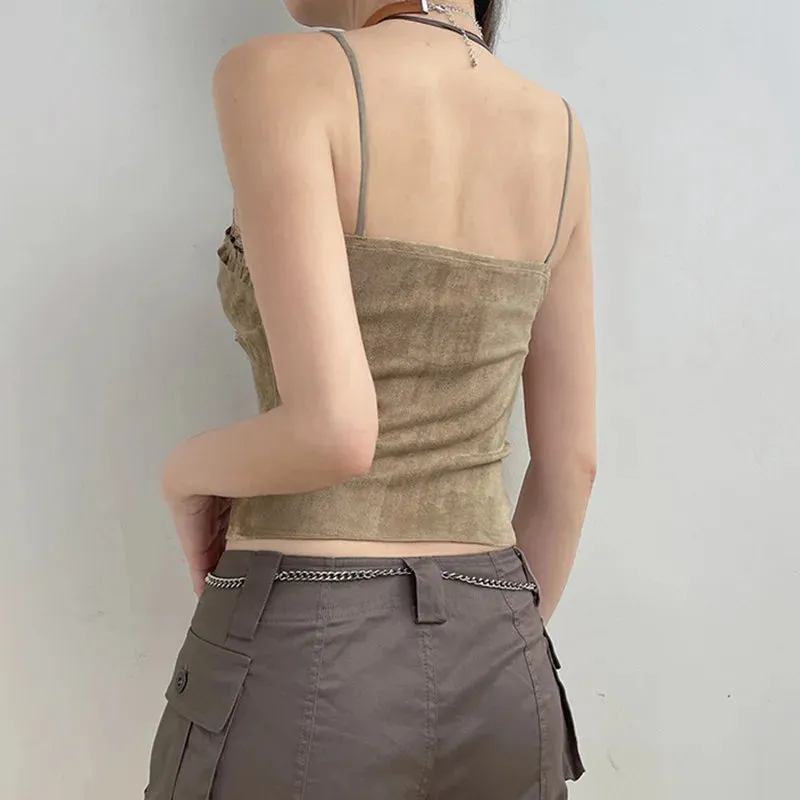Y2K Lace Trim Mini Vest – Vintage Chic Meets Modern Comfort