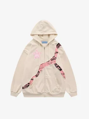 Y2K PRINTED PATCHWORK ZIP UP