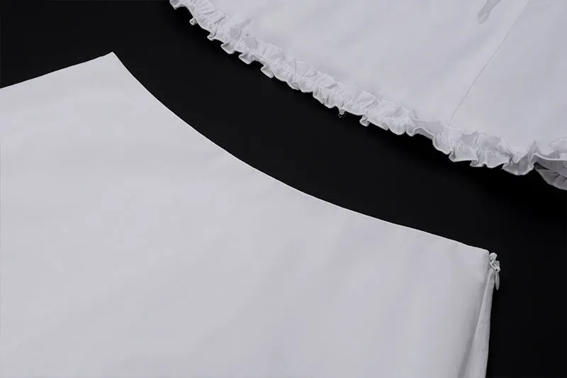 Y2K Strapless Lace Trim Bandeau Tops & Vintage White Long Skirt