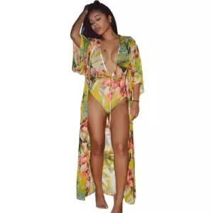 Yellow Floral Swimsuit Set