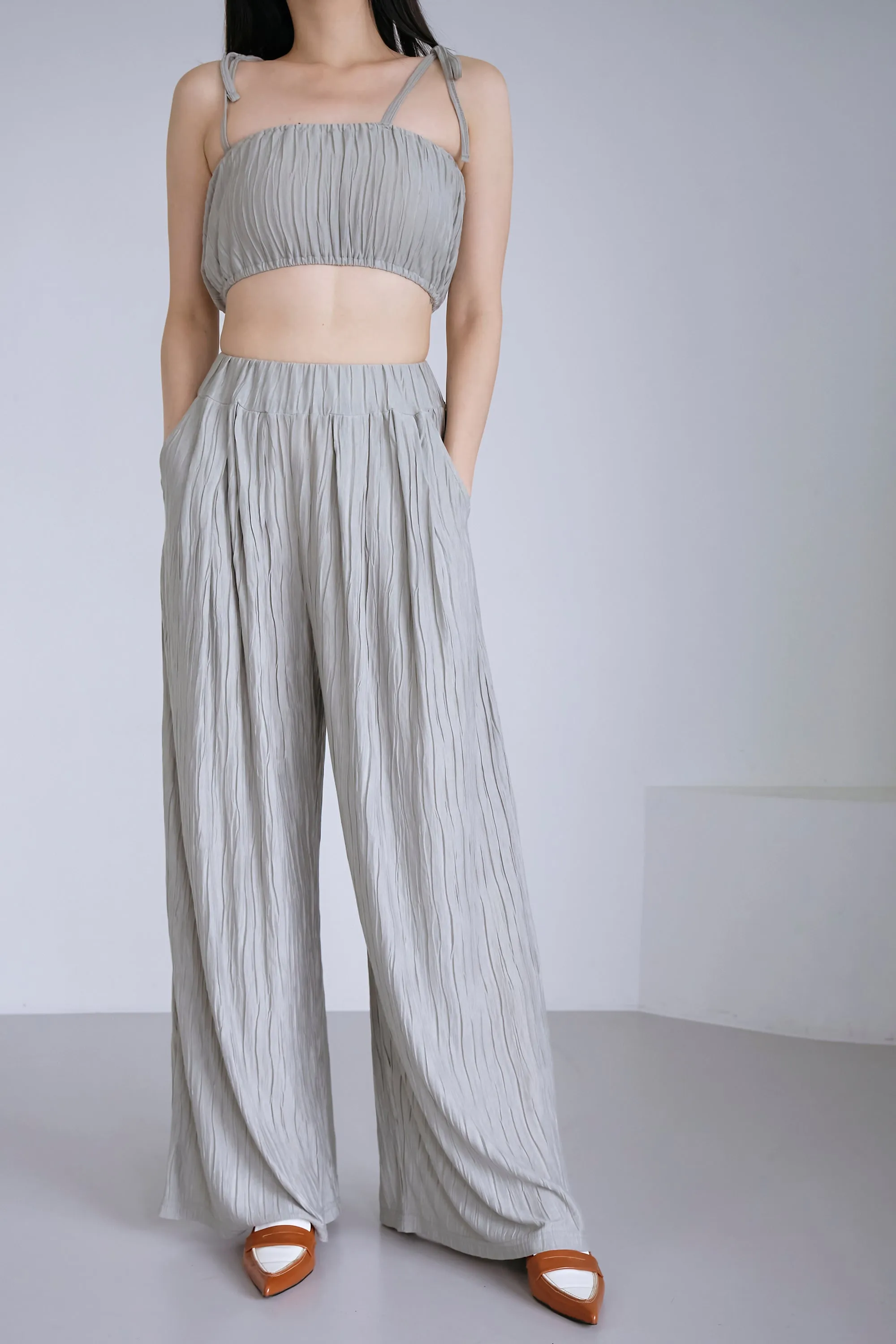 Yena Plisse Crop Cami Top