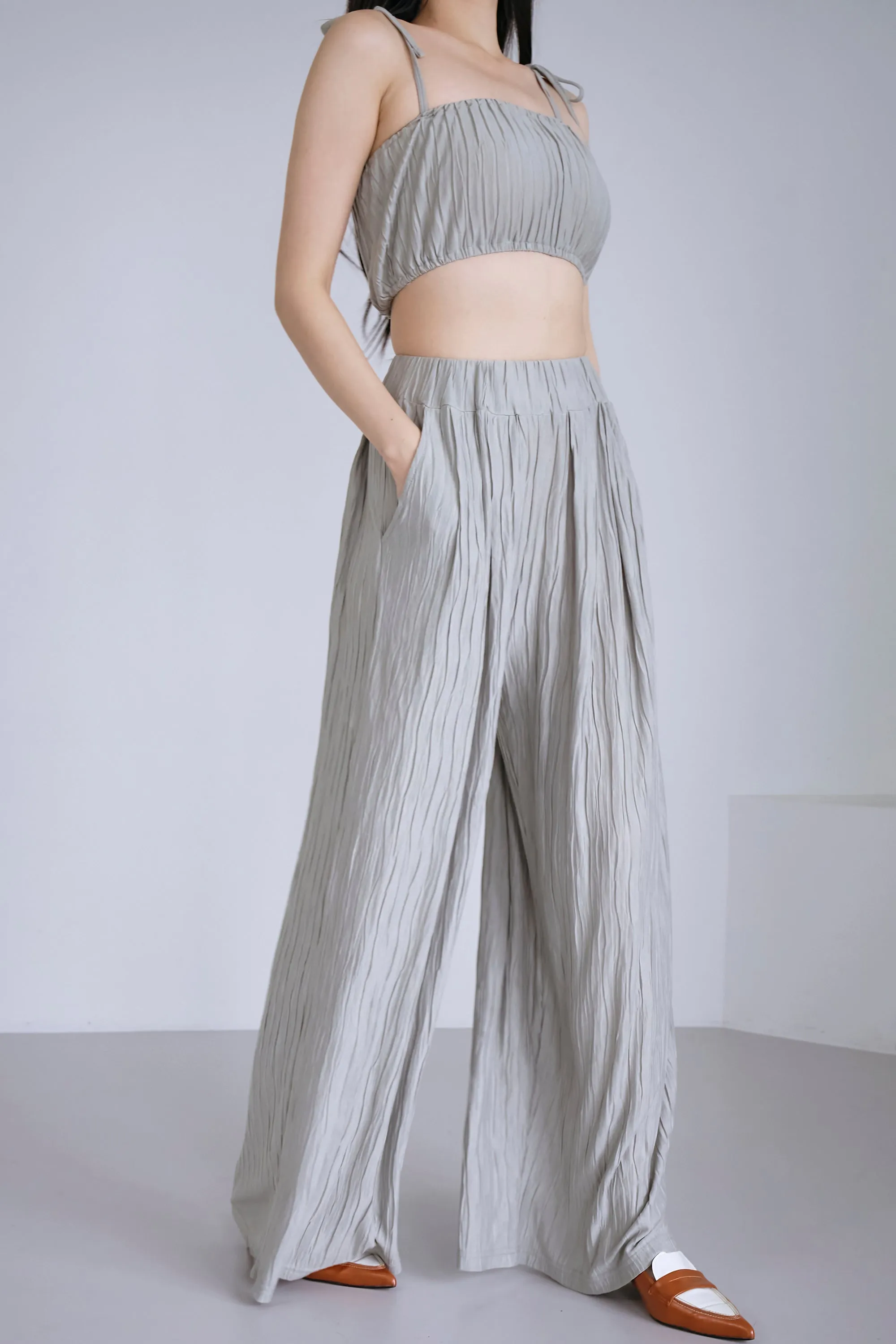 Yena Plisse Crop Cami Top