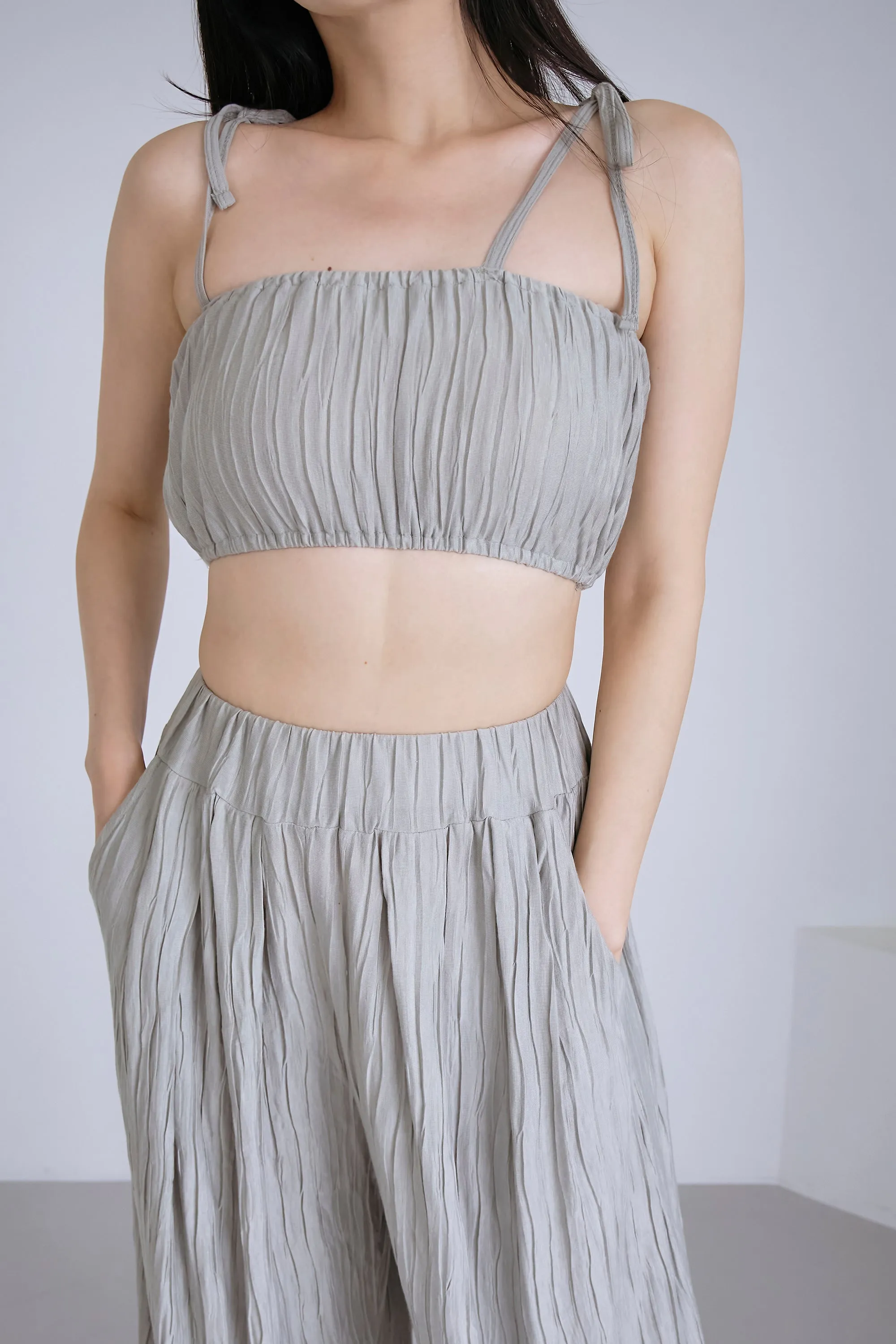 Yena Plisse Crop Cami Top
