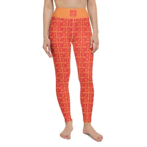 Yoga Leggings "2021-0131 Orange (Red Logo)"