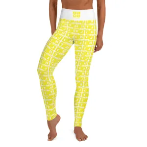 Yoga Leggings "2021-0191 White (Yellow Logo)"