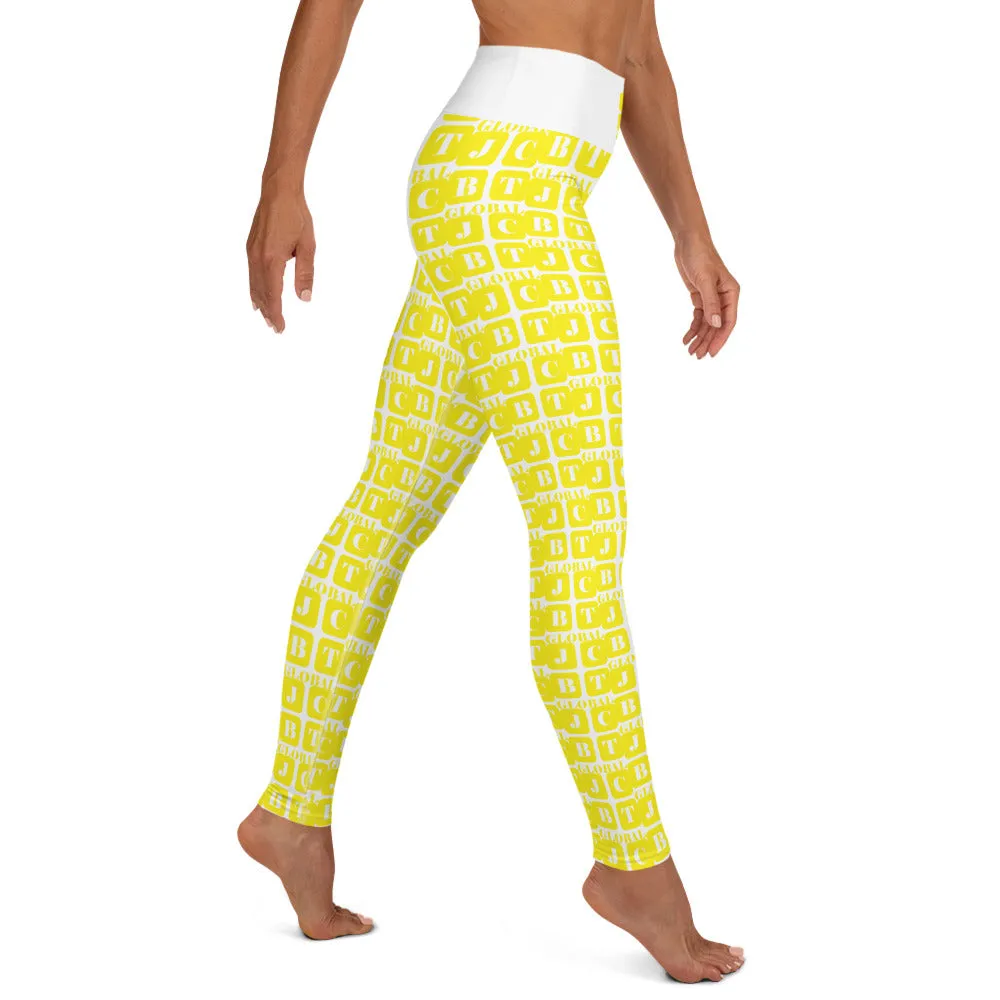 Yoga Leggings "2021-0191 White (Yellow Logo)"