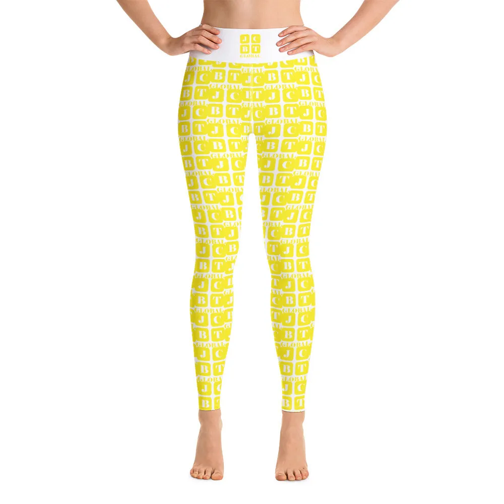 Yoga Leggings "2021-0191 White (Yellow Logo)"