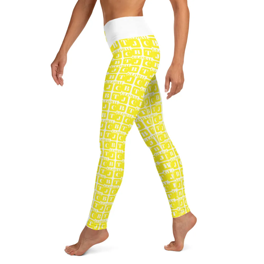 Yoga Leggings "2021-0191 White (Yellow Logo)"