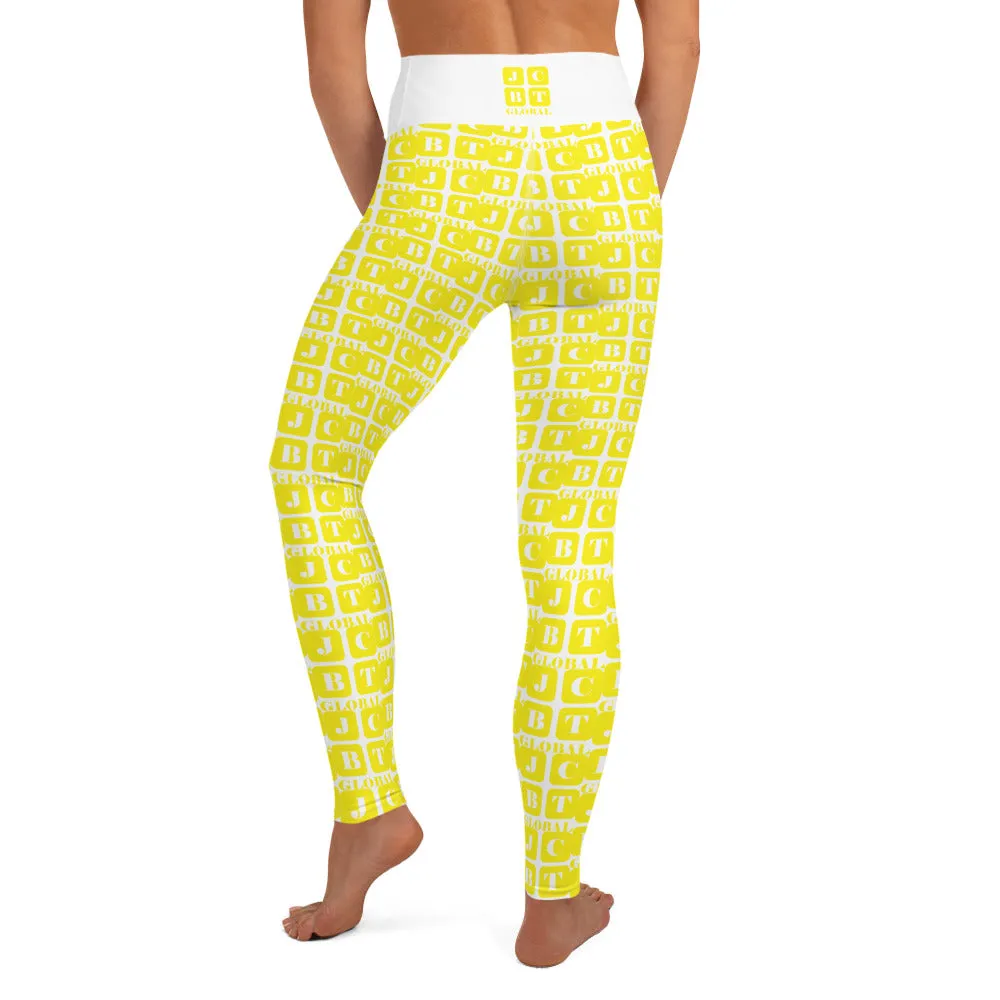Yoga Leggings "2021-0191 White (Yellow Logo)"