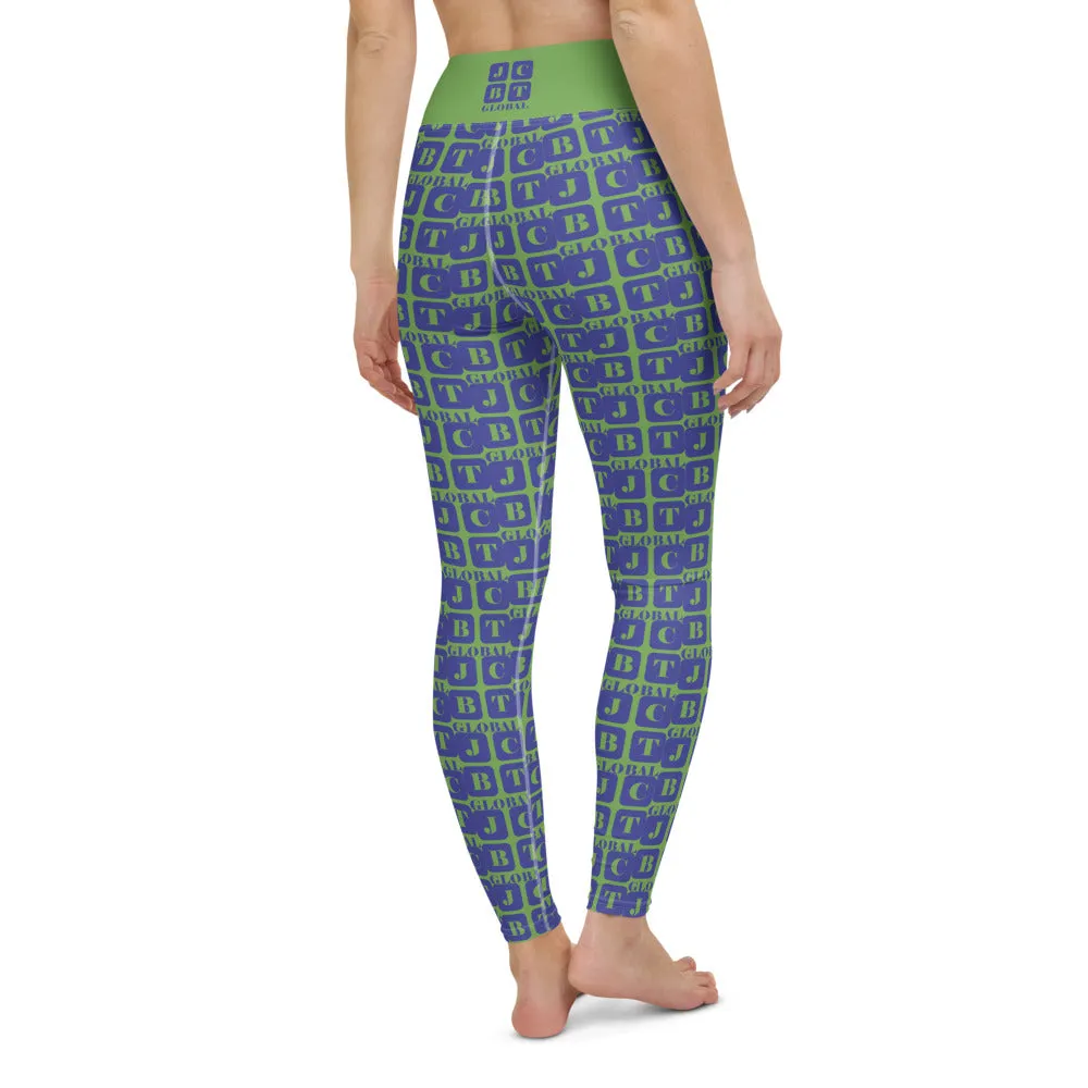 Yoga Leggings "2021-0331 Green (Blue Logo)"