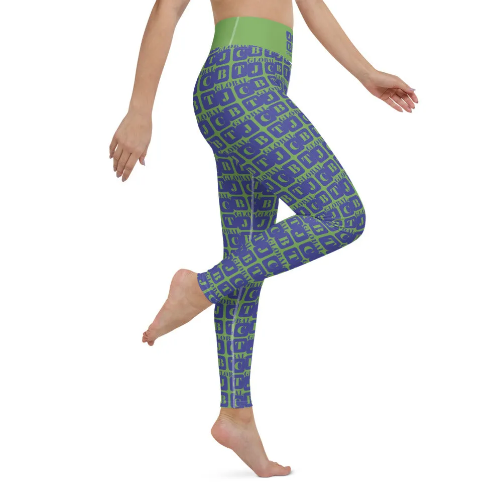 Yoga Leggings "2021-0331 Green (Blue Logo)"