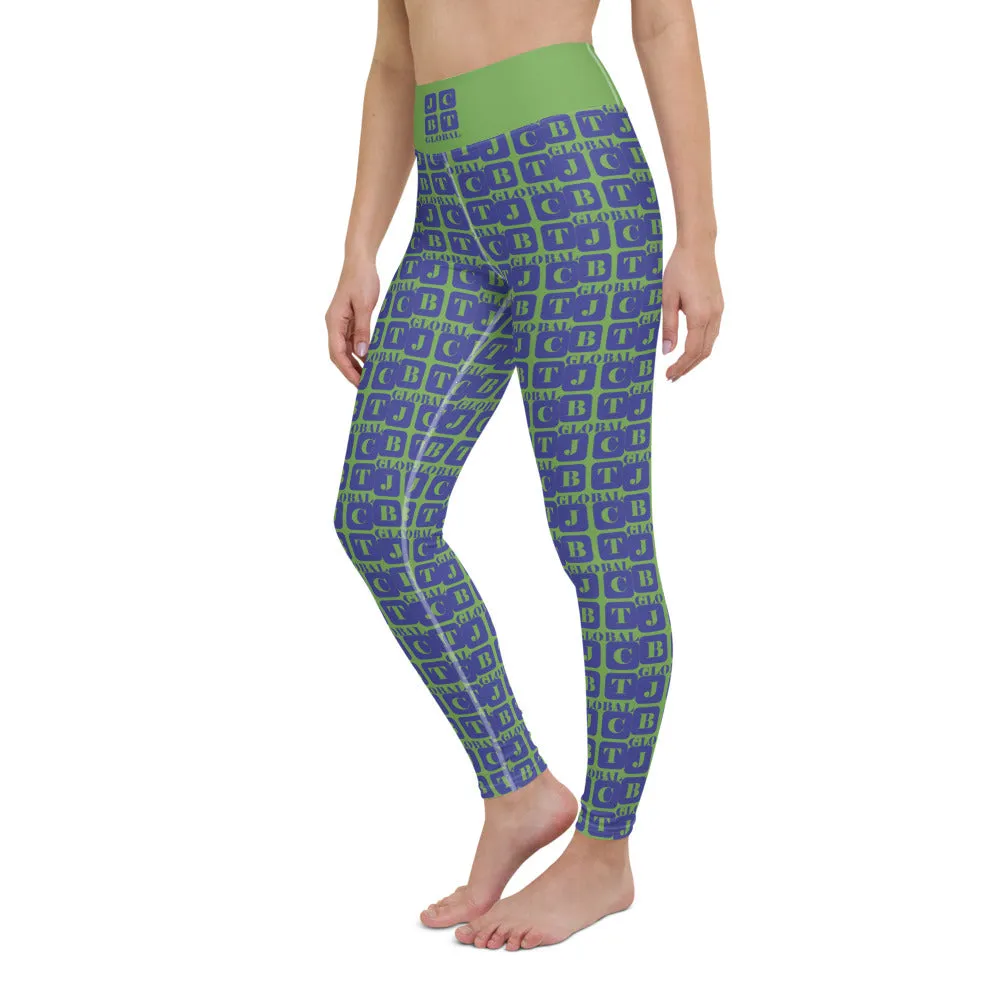 Yoga Leggings "2021-0331 Green (Blue Logo)"