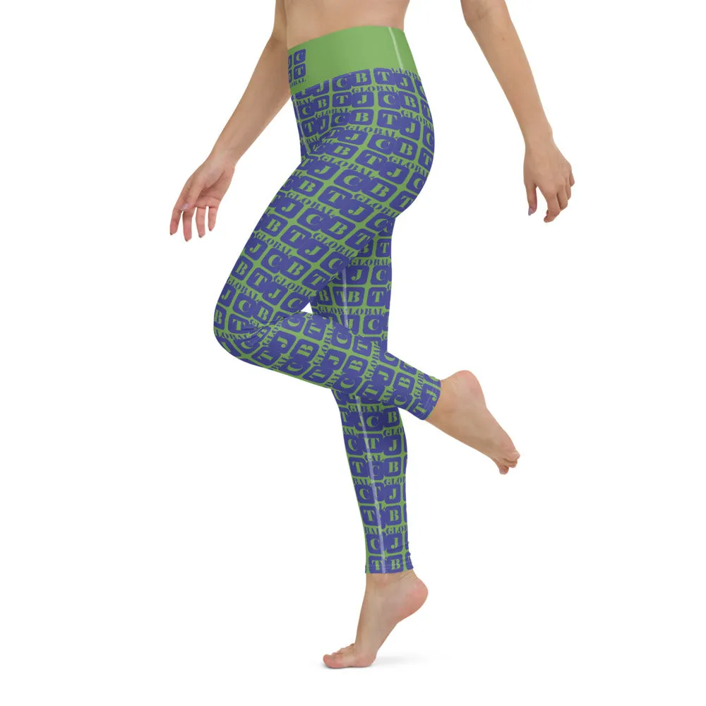 Yoga Leggings "2021-0331 Green (Blue Logo)"