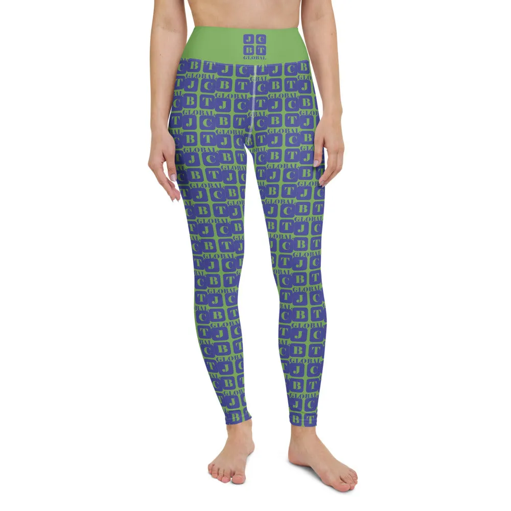 Yoga Leggings "2021-0331 Green (Blue Logo)"