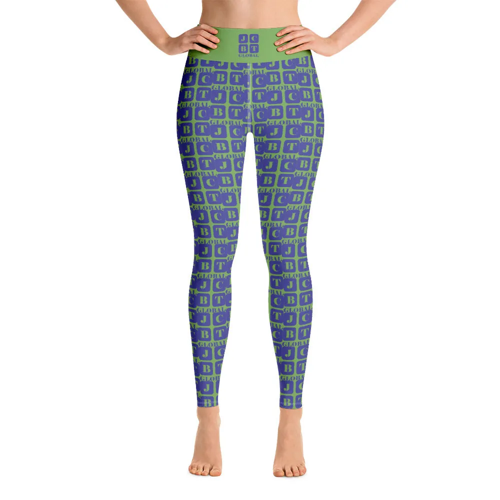 Yoga Leggings "2021-0331 Green (Blue Logo)"