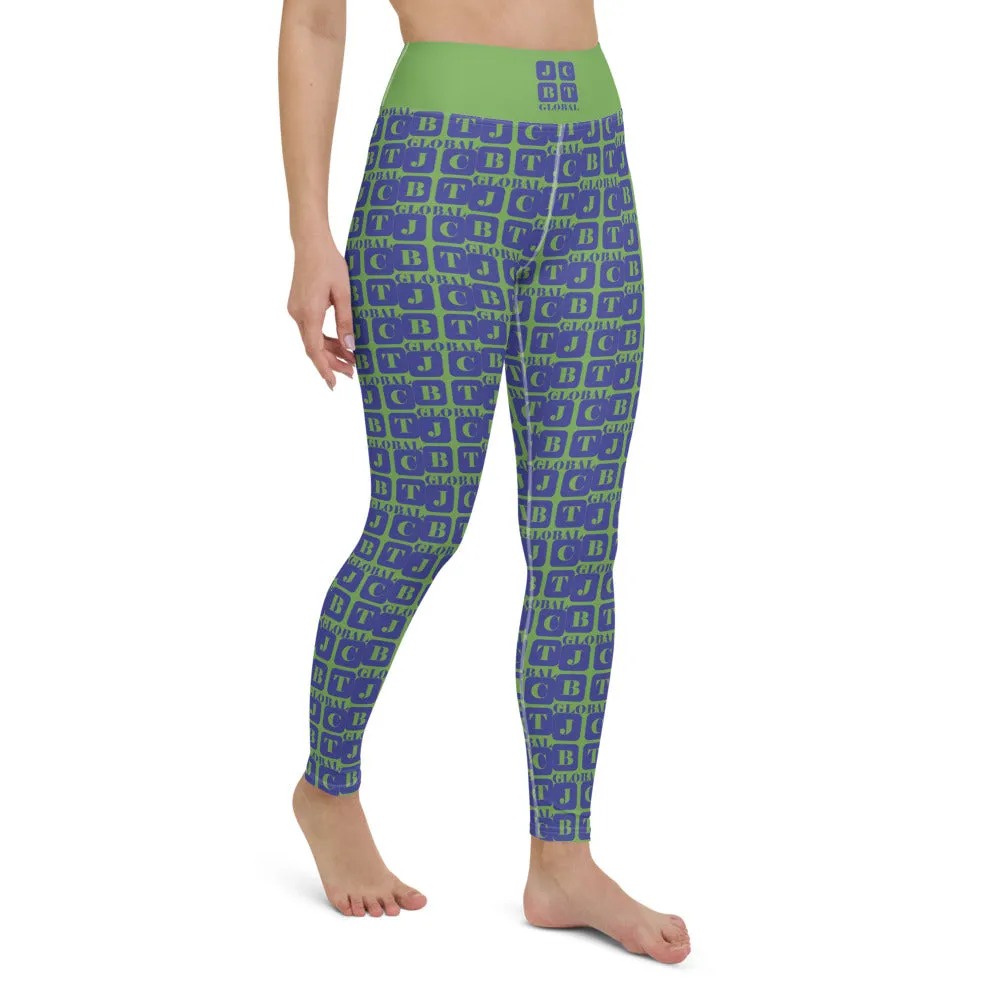 Yoga Leggings "2021-0331 Green (Blue Logo)"
