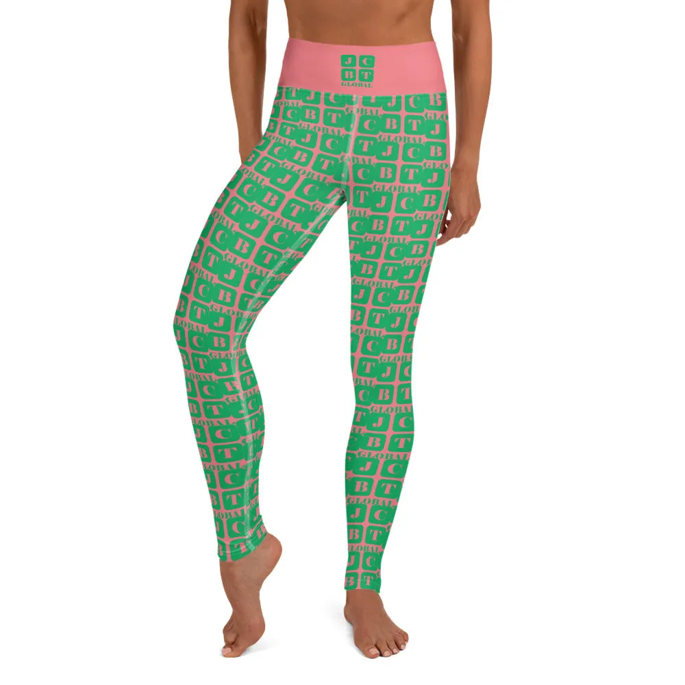 Yoga Leggings "2021-0391 Pink (Green Logo)"