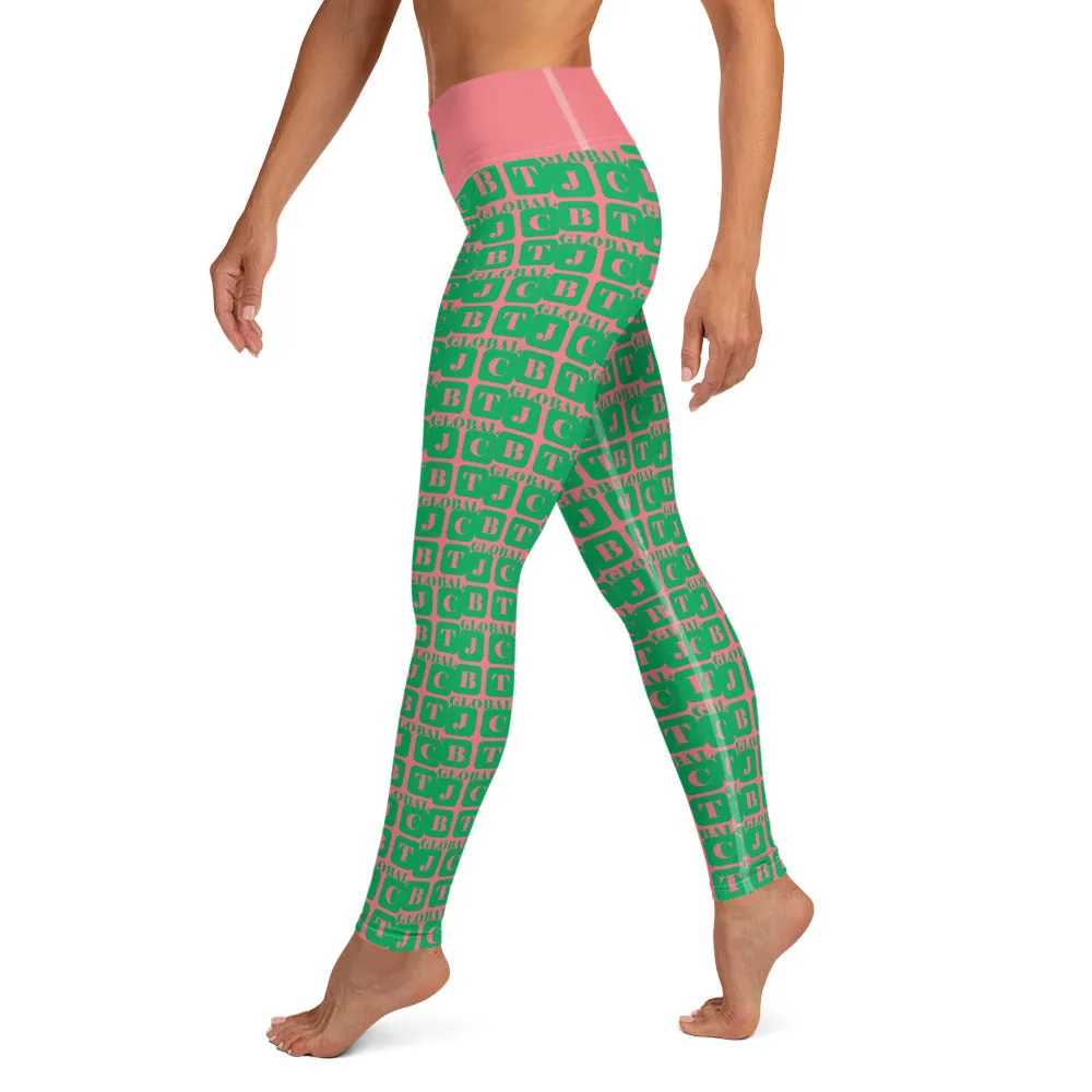 Yoga Leggings "2021-0391 Pink (Green Logo)"